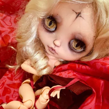 LEDENO 19 skupna blyth lutka z ličila obraz normalno kožo s karamelo lase Dekle darilo Gotike ličila lutka z OB24 telo