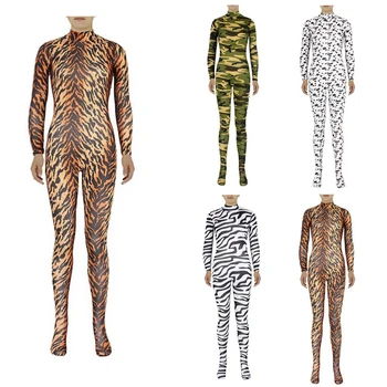 Leopard Prikrivanje Zentai Obleke, Fullbody Catsuit Izmišljena Znakov Cenejši Halloween Party Stopnji uspešnosti Otrok, Odraslih S-3XL