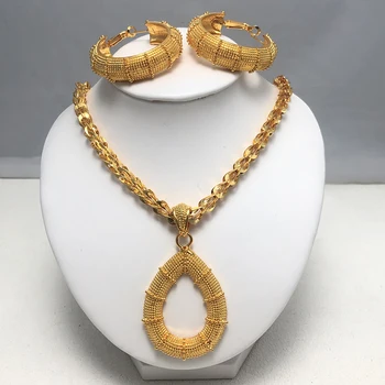 Luksuzni dubaj Arabske Afrike Cvet nakit komplet Ogrlico, Obesek, Uhani Določa Ženske Dekle Jewelries Papua Nova Gvineja Kroglice Nakit