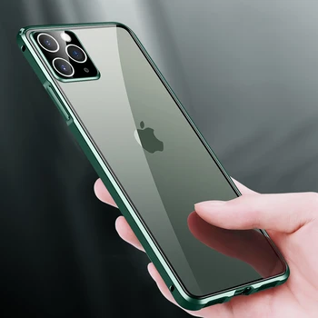 Luksuzni Kaljeno Steklo Ohišje Za iPhone 12 Max Pro Kovin Odbijača Zaščita Telefona Hrbtni Pokrovček Objektiva Kamere Za iPhone 11 Pro Max Primeru