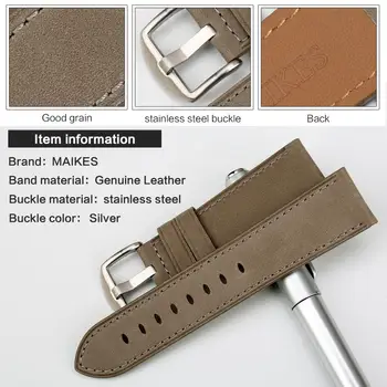 MAIKES Pravega Usnja Watchband Watch Pribor Watch Trak 22 mm 24 mm Zapestnico Watch band Watchband Za fosilnih Rolex tissot