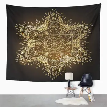 Mandala 50x60 Cm Mandala Krog s Sveto Geometrijo Metatron Kocka Močan Simbol Roža Življenja Dekor Steni Visi