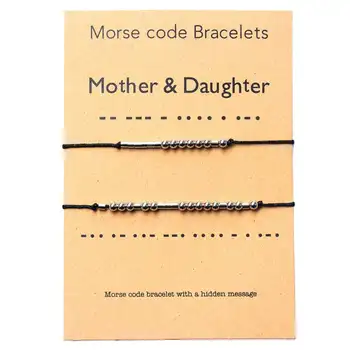 Mati & Daugther Zapestnica Morse Code Nakit Darilo za Njo iz Nerjavečega jekla Kroglice na Svilo Kabel inspirativno Darila za Ženske, Dekleta