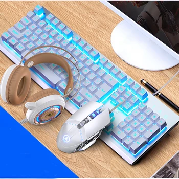 Membrane, Gamer Tipkovnice In Miške Kombinirani S PC Gaming Slušalke,Pisane LED Osvetljen Tiho USB Žična Tipkovnica za Študij