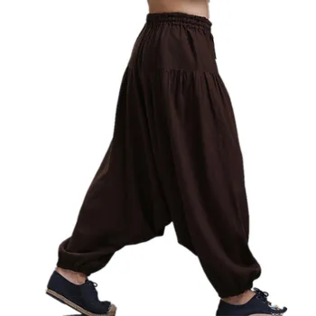 Men ' s Cross-hlače mednožje hlače,široko noge hlače za ples Harem hlače pantskirt bloomers Harem hlače,16 BARV plus velikost M-5XL