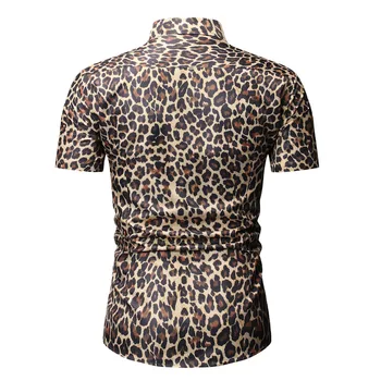 Mens Seksi Leopard Natisniti Majice 2021 Moda Nočni Klub Stranka Maturantski Moških Obleko Slim Fit Majica Z Dolgimi Rokavi Moški Camisa Hombre