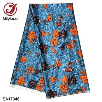 Milylace vroče prodajo afriške digitalno natisnjena vosek vzorec saten tkanine, modna vosek za oblikovanje vzorcev saten tkanine SA17049