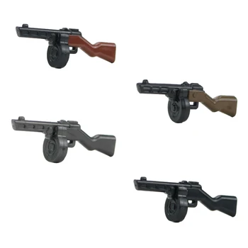 MOC Vojaške PPSh41 Brzostrelka Pištole gradniki WW2 Sovjetske zveze Multicolor Orožja Model dodatna Oprema Diy Mini Opeke Igrače