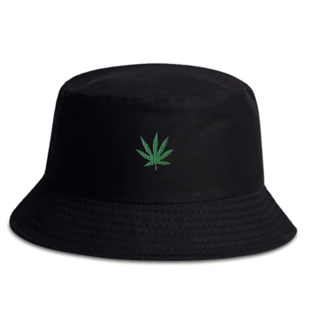 Moda divje Ribič je klobuk MARIHUANE Vezene vedro klobuki, moški in ženske, hip hop klobuk bombaž panama klobuki sonce klobuki casquette