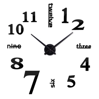 Moda nove stenske ure watch ure Krožne relojde pared doma dekoracijo akril posebne nalepke Dnevna Soba Iglo