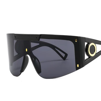 Moda Oversize Ogledalo sončna Očala Ženske Moški Razkošje Velike Okvir Maske Športna Očala Zaščito za Oči Jasno, Črna Očala Odtenki UV400