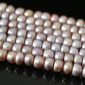 Moda za ženske naravnih sladkovodnih kultiviranih biserov vijolično 9-10 mm gumb abakus rondelle svoboden kroglice nakit, izdelava 15inch B1384