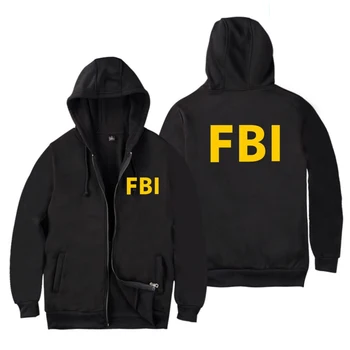 Moda Zadrgo Moški ženske Puloverji Jopice FBI Tiskanja šport hip hop Priložnostne Zip Gor Unisex Dolg Rokav hoodie jakno plašč na vrhu 4XL