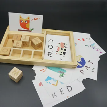 Montessori Lesa Črkovanje Besede Igre Cartoon Živali Lesene Igrače, Sestavljanke Učenje Igrače za Otroke, Otroci Zgodaj Izobraževalne Igrače