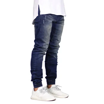 Moške Jeans, Moda Stretch Joggers Hip Hop Denim Jogger Hlače H5092