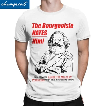 Moški je Bourgeoisie Ga Sovraži T Srajce Karl Marx Komunizma Marksizma Socializma Vrhovi Smešno Crewneck Tees Natisnjeni T-Shirt