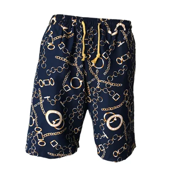 Moški priložnostne kratke hlače 2019 poletne počitnice na havajih plaža zlati verigi, mornarsko modre hlače za moške bermuda masculina poslovneži