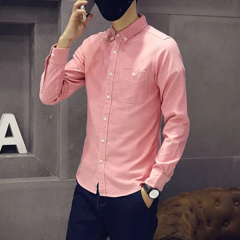Moški priložnostne majice čiste barve Oxford srajca poslovnih moška oblačila han edition gojiti enega je moralo srajce (Asian velikost M-5XL)