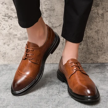 Moški čevlji usnjeni priložnostne čevlji čipke mehko, Lahkotnost, Non-slip nepremočljiva priložnostne čevlji odporni na Obrabo, oxfords čevlji moški