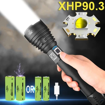 Najmočnejši XHP90.3 LED Svetilko, Baklo Taktično Svetilke ročne svetilke 18650 USB Polnilne P90 lov Luč, svetloba bliskavice