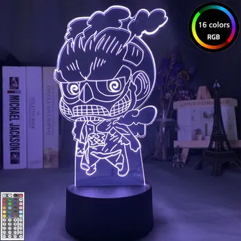 Napad na Titan Slika Er Jaeger Velikan Anime Noč Svetlobe LED Otroci Nočna Lučka za Spalnico Fantje 3D Darilo Svetilke, za Dekoracijo Doma