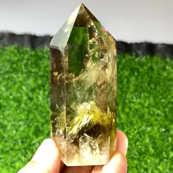 Naravni dimljen citrine quartz obelisk, kristalno palico točke zdravljenje 60-70 g