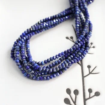 Naravni lapis lazuli gladko cut rondelle 2x3mm 3x4mm 7.5 cm/19 cm drobnih semen kroglice nakit, izdelava DIY za ženske