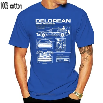 Nazaj V Prihodnost Delorean Shematski T-Shirt Mornarice Najnižje Cene, Hitro Dostavo, Ulične Tee Majica