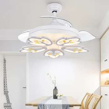 Nevidni fan svetilka moderne preprosta, jedilnica dnevna soba spalnica LED zatemnitev gospodinjstvu živijo fan Nordijska Lestenec
