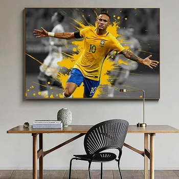 Neymar Nogometni Star Soccer Igralec Plakatov in Fotografij Platno Stensko Slikarstvo v slikah, za Dnevni Sobi Doma Dekoracijo Cuadros