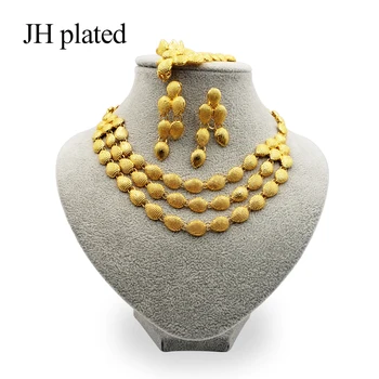 Nigerija Dubaj Moda zlato barvo, nakit sklopov Afriške poročno darilo stranka za ženske Ornament Ogrlico, zapestnico, uhane, prstan