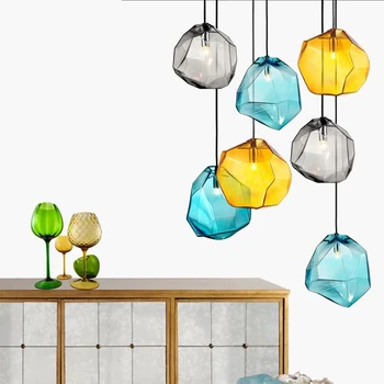 Nordijska Barvne Kristalno Steklo Obesek Luči Sodobnih Ustvarjalnih Restavracija dnevna soba Bar Enotni glave Dekorativni viseče luči