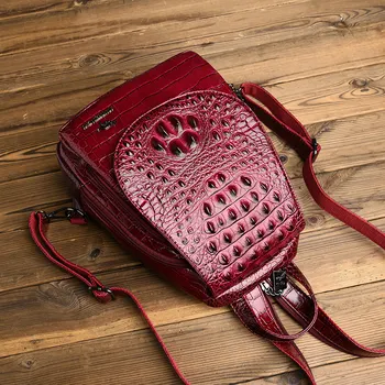 Nov nahrbtnik razkošno krokodil vzorec usnje nahrbtnik ženske visoko kakovostna torba znamke šolske torbe za najstnice