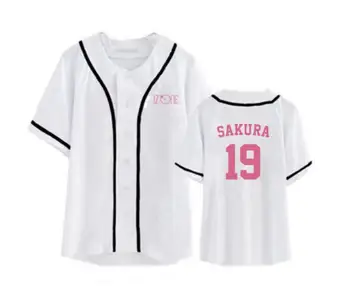 Nov prihod izone države ime tiskanje peti singl baseball majica kpop poletje modni črno/beli t-shirt kratek rokav