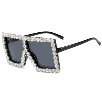 Nova Moda Prevelik Kvadratnih Diamond sončna Očala Ženske Luksuzne blagovne Znamke Oblikovalec Velik Okvir sončna Očala Ženski UV400 Odtenki