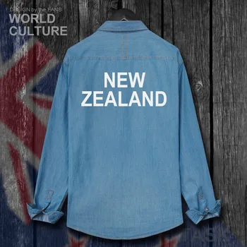 Nova Zelandija Zealander NZ NZL Moških Jesensko Jakno Bombaž Zavoj navzdol Ovratnik Jeans Srajca Dolg Rokav Kavboj Plašč Modnih Oblačil 20