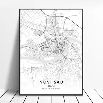 Novega Sada Beograd, Srbija Platno Art Map Plakat