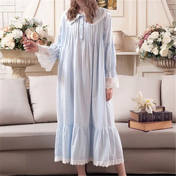 Novi Modeli Letnik Nightgowns Sleepshirts Eleganten Dom Obleko Čipke Sleepwear Ženske Spanja & Lounge Mehko Bombažno Nightgown #H881