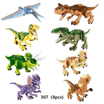 NOVO Jurassic Park Svetu Opeke Fantje Izobraževalne Juguetes 8PCS Združljivih gradnikov Igrače Dinozavri za Otroke Xmas Darila