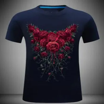Novo leto 2020 3D Kratki Rokavi T-shirt Eksplozije Nesramna Osebnost T-shirt Z Stereo XL - Rose