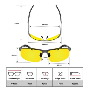 Nočna Vožnja Očala -Semi Polarizirana, Rumena Odtenek Vizijo Anti Glare Objektiv UV400 Voznik Nezlomljiv Kovinski Okvir za Očala N001