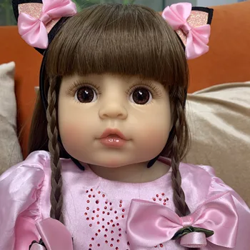 NPK 55 CM je zelo mehko polno telo silikonski rodi deklica malčka princesa baby doll kopel igrača nepremočljiva dve barvo kože veren