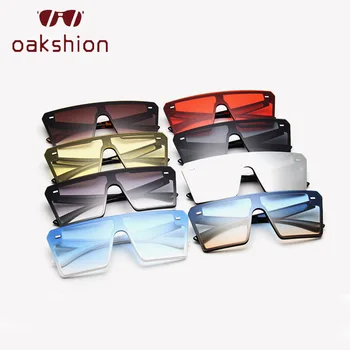 Oakshion Retro Enem Kosu Prevelik Kvadratnih sončna Očala Ženske Modni Ravno Top Gradient Očala Mens Pisane sončna Očala