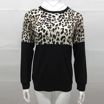 Oblačila OWLPRINCESS 2019 Jeseni Žensk Leopard Posadke Vratu Dolgo Sleeved Zgornji del Oblačila T-shirt