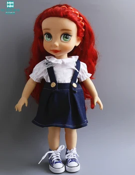 Oblačila za lutke ustreza 40 cm Salon Lutka Trak traper krilo belo srajco, da bi dekle darilo