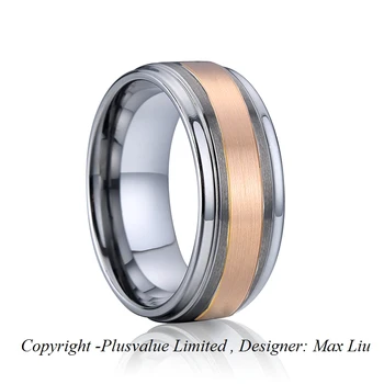 Oblikovalec Res 14k zlato volframov karbid poročni prstan par obročev zavezništvo moški nakit prstani