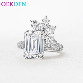 OEKDFN 925 Sterling Silver Obroči Za Ženske Cut Ustvarili Moissanite Gemstone Diamanti Poroko Zaročni Prstan Fine Nakit