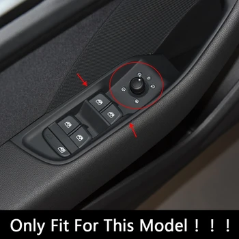 Ogljikovih Vlaken Barvno Steklo za Dviganje Gumbi Okvir 6pcs Za Audi A3 8V-2018 LHD ABS Vrata Avtomobila Škatla za Shranjevanje Kritje Trim