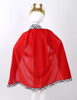 Otrok Kralj Kostum Rdeče Mah Plašč, Ogrinjalo, s Krono Obleko Set za Otroke Halloween Princ Cosplay Stranka Obleko Dodatki Set