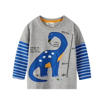 Otroška Oblačila za Fante Mehko Dinozaver Risanka Vzorec Dolg Rokav T-shirt Otroci Bombaž Oblačila Fantje T Shirt Za 2-7 Y Fantje, Otroci